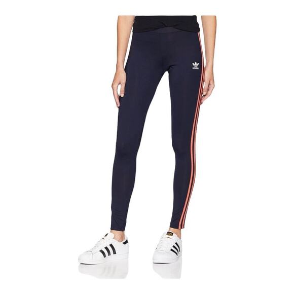 Adidas Originals Women’s Navy Blue 3 Stripe Signature Active Icons Leggings XS - Picture 1 of 4